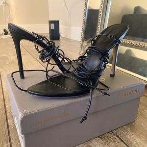 House of CB Tao black leather barely there sandals